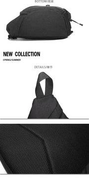 New Men's Waterproof Chest Bag, Young People's Crossbody Bag, Large Capacity Multifunctional Sports and Leisure Travel Bag - Lacatang Shop