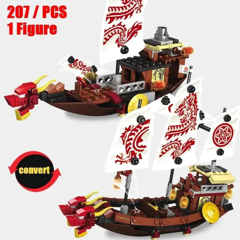 New Phantom Ninja Dragon Ship Model Building Blocks Sodiers Figures Boat Bricks MOC Creative Expert Kids Toys for Boys Children - Lacatang Shop