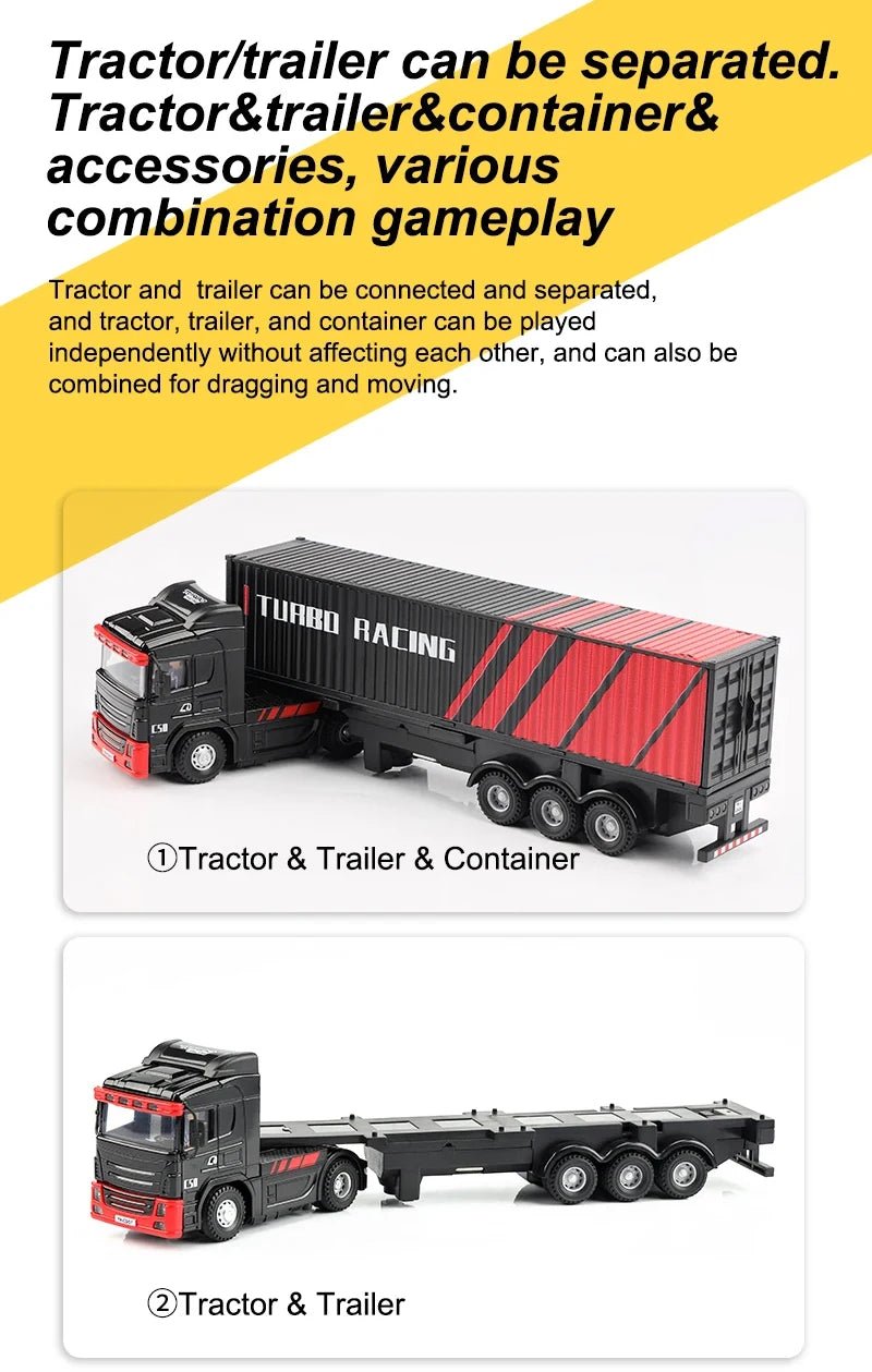 Newest Turbo Racing C50 1:76 Full Proportional 4WD RC Semi - truck Tractor Trailer & P81 2.4Ghz 10Ch Control For Kids/ Adults Gift - Lacatang Shop