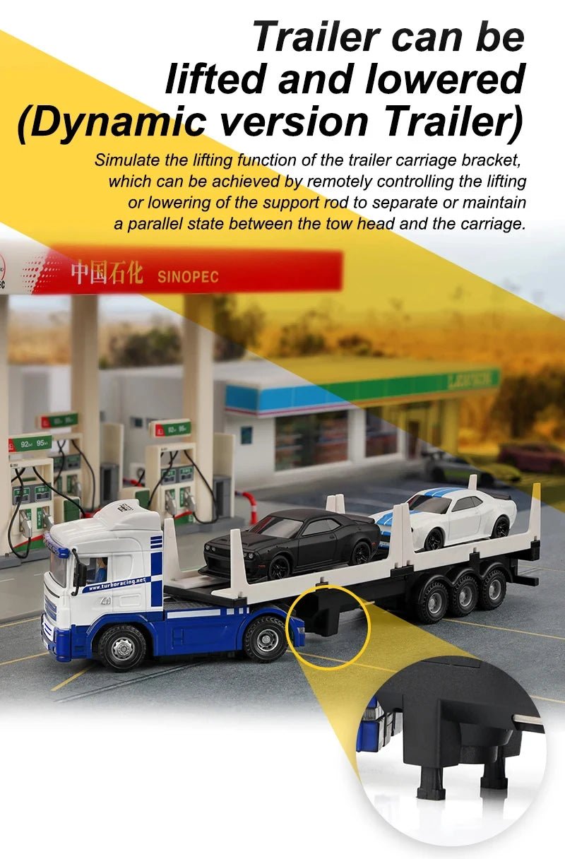 Newest Turbo Racing C50 1:76 Full Proportional 4WD RC Semi - truck Tractor Trailer & P81 2.4Ghz 10Ch Control For Kids/ Adults Gift - Lacatang Shop