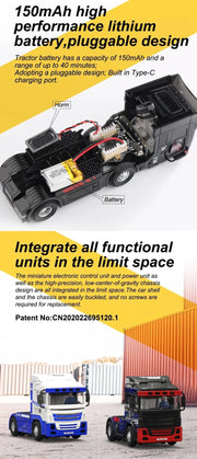 Newest Turbo Racing C50 1:76 Full Proportional 4WD RC Semi - truck Tractor Trailer & P81 2.4Ghz 10Ch Control For Kids/ Adults Gift - Lacatang Shop