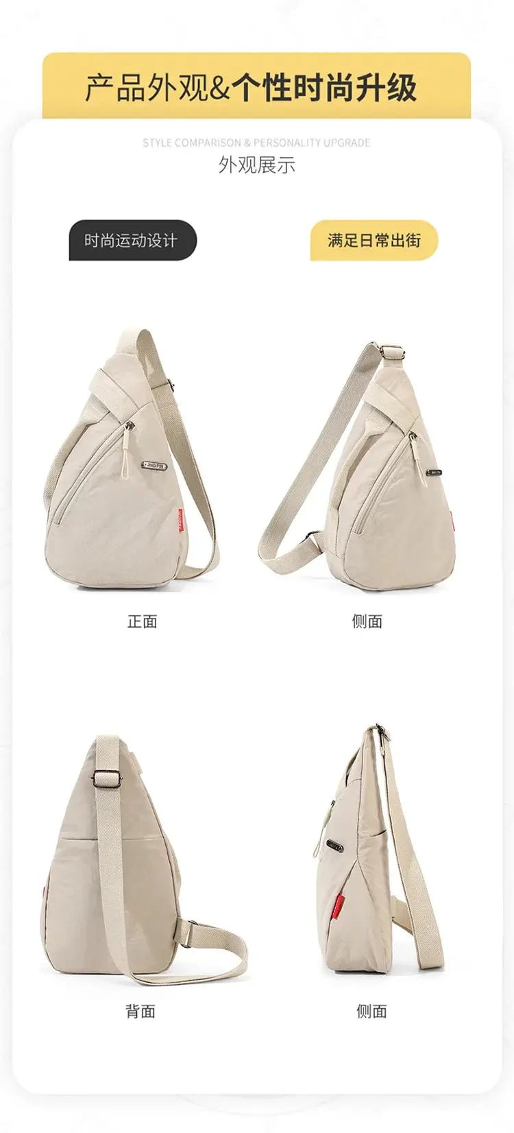 Nylon Zipper 2024 Hot Selling Waist Packs Solid Color Versatile Casual Chest Bag Soft Neutral Style Designer Crossbody Bag - Lacatang Shop