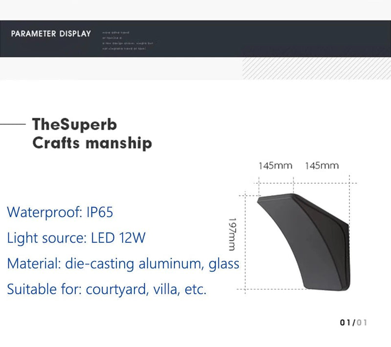 Outdoor Wall Lights Dual Head Exterior IP65 Waterproof LED Lamp Up - Down Lighting for Villa Garden Courtyard Patio Fence Yard Dec - Lacatang Shop