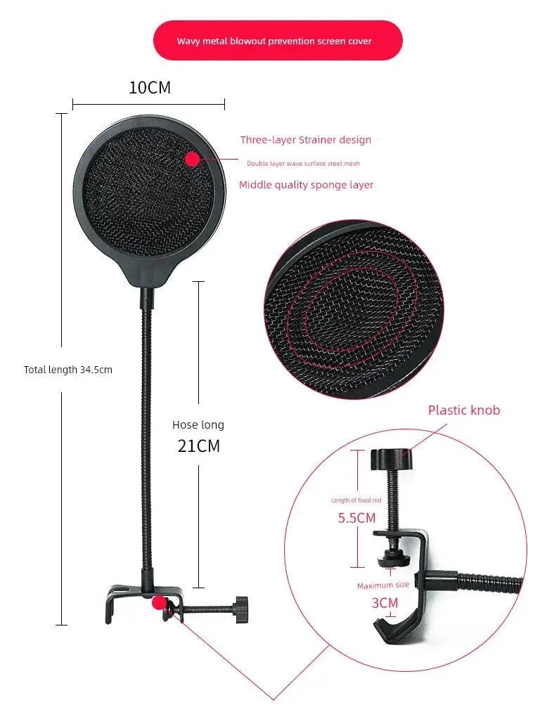 Oute Sound Anchor Microphone Anti - Spray Net Special for Recording Studio Condenser Microphone Karaoke Metal Spray - Proof Microphone Cover - Lacatang Shop