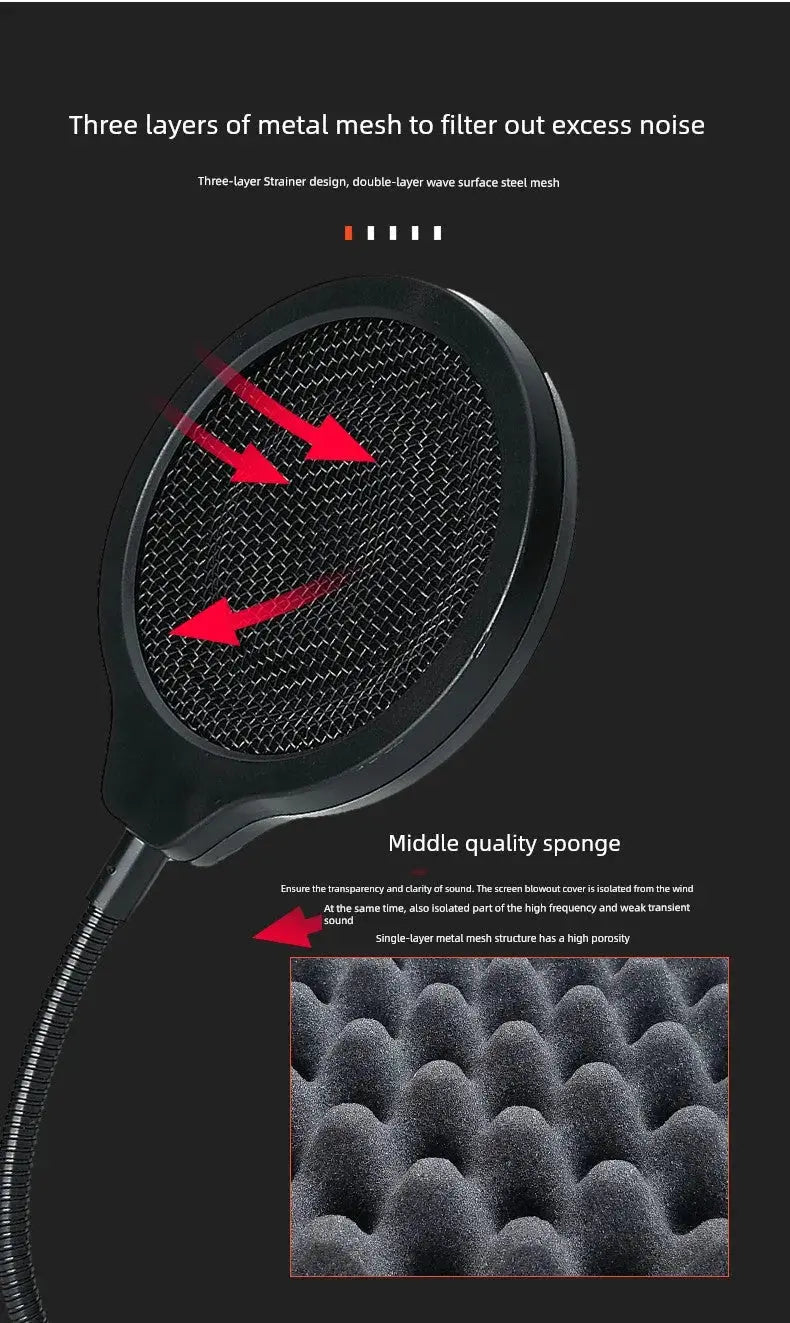 Oute Sound Anchor Microphone Anti - Spray Net Special for Recording Studio Condenser Microphone Karaoke Metal Spray - Proof Microphone Cover - Lacatang Shop
