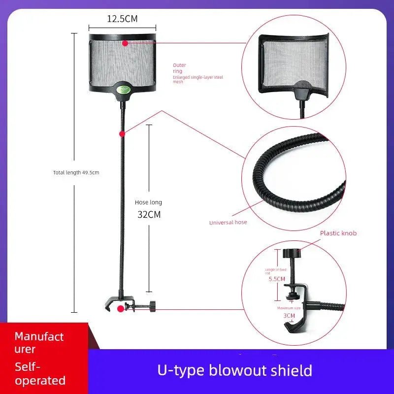 Oute Sound Anchor Microphone Anti - Spray Net Special for Recording Studio Condenser Microphone Karaoke Metal Spray - Proof Microphone Cover - Lacatang Shop