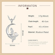 Pearl Mermaid Pendant Necklace for Women,Moon Pendant Mermaid Necklace with Pearl,Silver Jewelry Gifts for Mom,Daughter,Mermaid Moon Necklace Birthday Gifts for Women,Mermaid Necklace - Lacatang Shop
