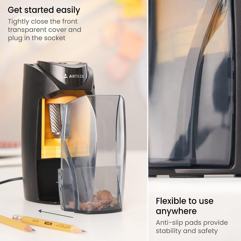 Pencil Sharpener and Electric Eraser Set, Black, for 8 - Mm Pencils, 20 Eraser Refills, Office Supplies for Teachers, Students, Classrooms, and Art Studios - Lacatang Shop