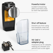 Pencil Sharpener, Black, Quiet Pencil Sharpener for 8 - Mm Pencils, Office Supplies for Teachers, Students, and Classrooms, Art Studios, and Workspaces - Lacatang Shop