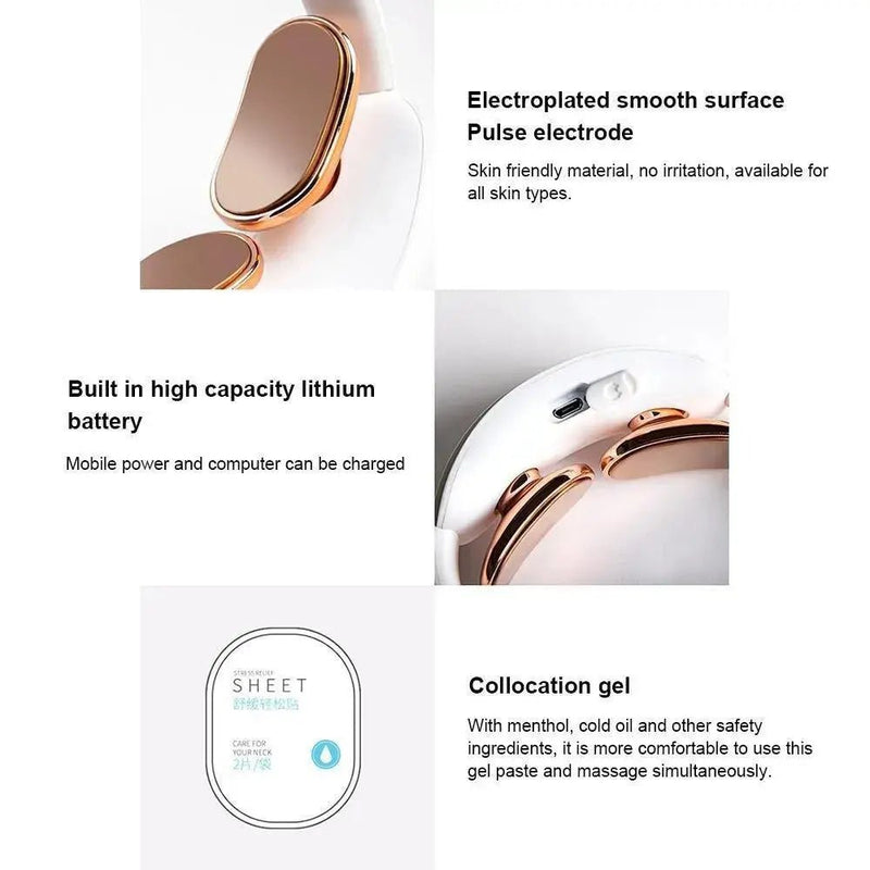 PGG Folding Portable Neck Massager 5 Modes Massage Pulse Infrared - Lacatang Shop