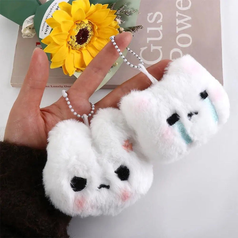 Plush Stuffed Rabbit Plush Keychain Blush Angry Rabbit Crying Bunny Blush Angry Rabbit Plush Pendant Cartoon Anime Soft - Lacatang Shop