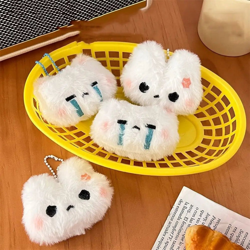 Plush Stuffed Rabbit Plush Keychain Blush Angry Rabbit Crying Bunny Blush Angry Rabbit Plush Pendant Cartoon Anime Soft - Lacatang Shop