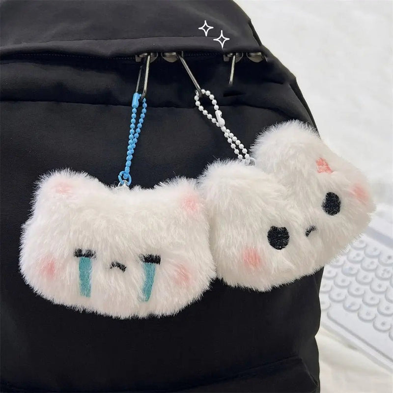 Plush Stuffed Rabbit Plush Keychain Blush Angry Rabbit Crying Bunny Blush Angry Rabbit Plush Pendant Ins Korean Style - Lacatang Shop