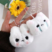 Plush Stuffed Rabbit Plush Keychain Crying Bunny Blush Angry Rabbit Blush Angry Rabbit Plush Pendant Unique Design Korean Style - Lacatang Shop