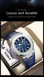 POEDAGAR Luxury Man Wristwatch Waterproof Luminous Date Leather Men's Watches Sports Square Men Watch Casual Quartz Male Clocks - Lacatang Shop