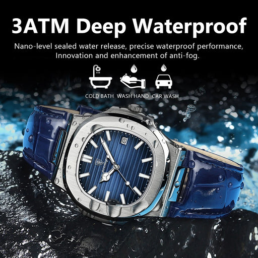 POEDAGAR Luxury Man Wristwatch Waterproof Luminous Date Leather Men's Watches Sports Square Men Watch Casual Quartz Male Clocks - Lacatang Shop