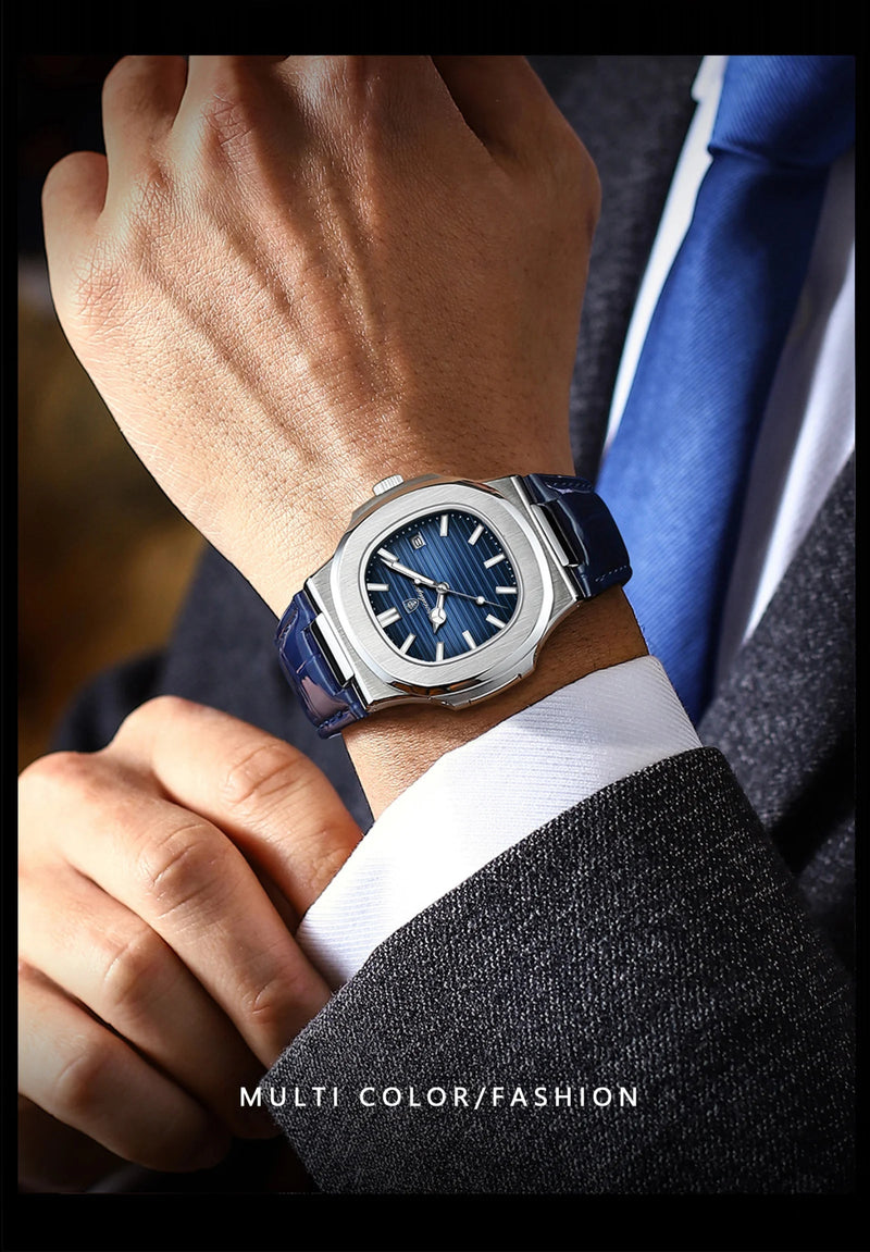 POEDAGAR Luxury Man Wristwatch Waterproof Luminous Date Leather Men's Watches Sports Square Men Watch Casual Quartz Male Clocks - Lacatang Shop