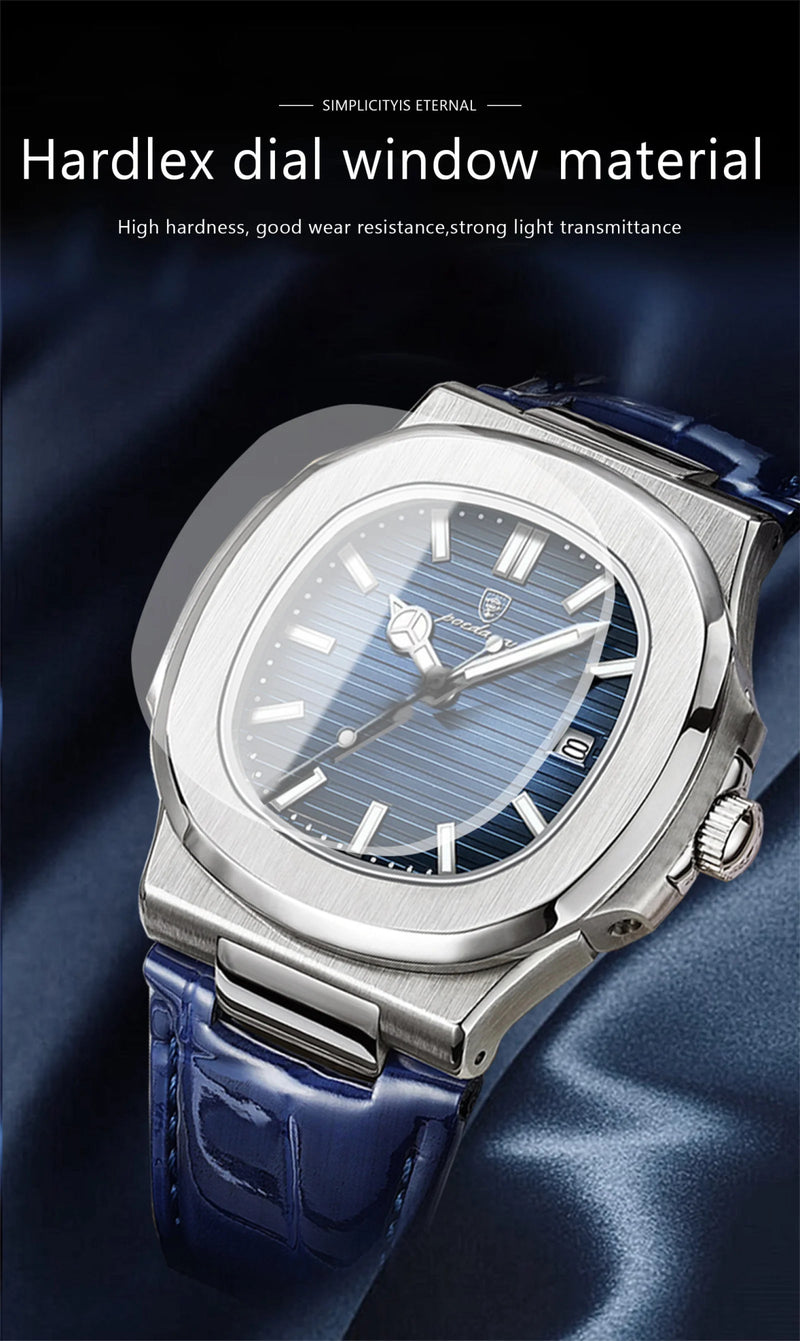 POEDAGAR Luxury Man Wristwatch Waterproof Luminous Date Leather Men's Watches Sports Square Men Watch Casual Quartz Male Clocks - Lacatang Shop