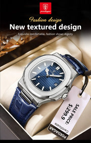 POEDAGAR Luxury Man Wristwatch Waterproof Luminous Date Leather Men's Watches Sports Square Men Watch Casual Quartz Male Clocks - Lacatang Shop
