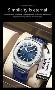 POEDAGAR Luxury Man Wristwatch Waterproof Luminous Date Leather Men's Watches Sports Square Men Watch Casual Quartz Male Clocks - Lacatang Shop