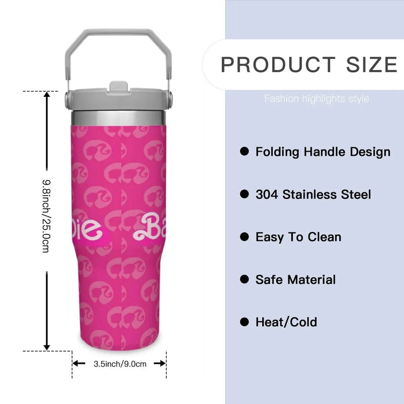 Portable Car Cup Barbie Stainless Steel 304 Tumbler Water Bottle 30oz/900ml - Lacatang Shop