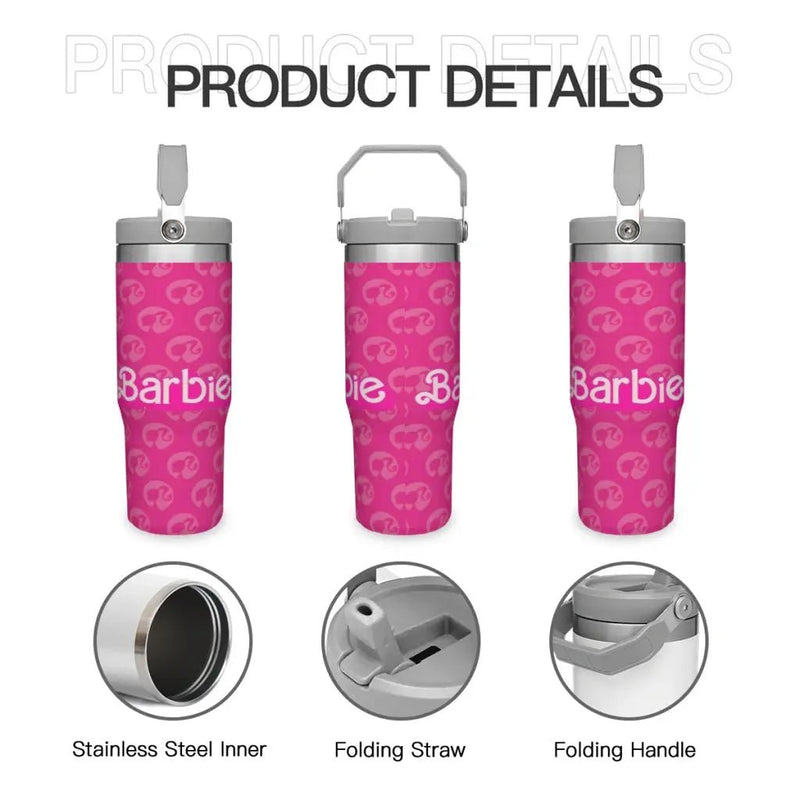 Portable Car Cup Barbie Stainless Steel 304 Tumbler Water Bottle 30oz/900ml - Lacatang Shop