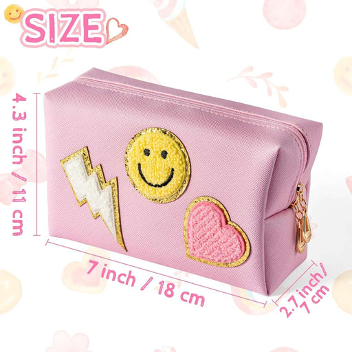 Preppy Patch Small Toiletry Bag - Pink - Lacatang Shop