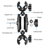 PULUZ Motorcycle Dualheads Crab Clamp Action Camera Handlebar Fixed Mount - Lacatang Shop