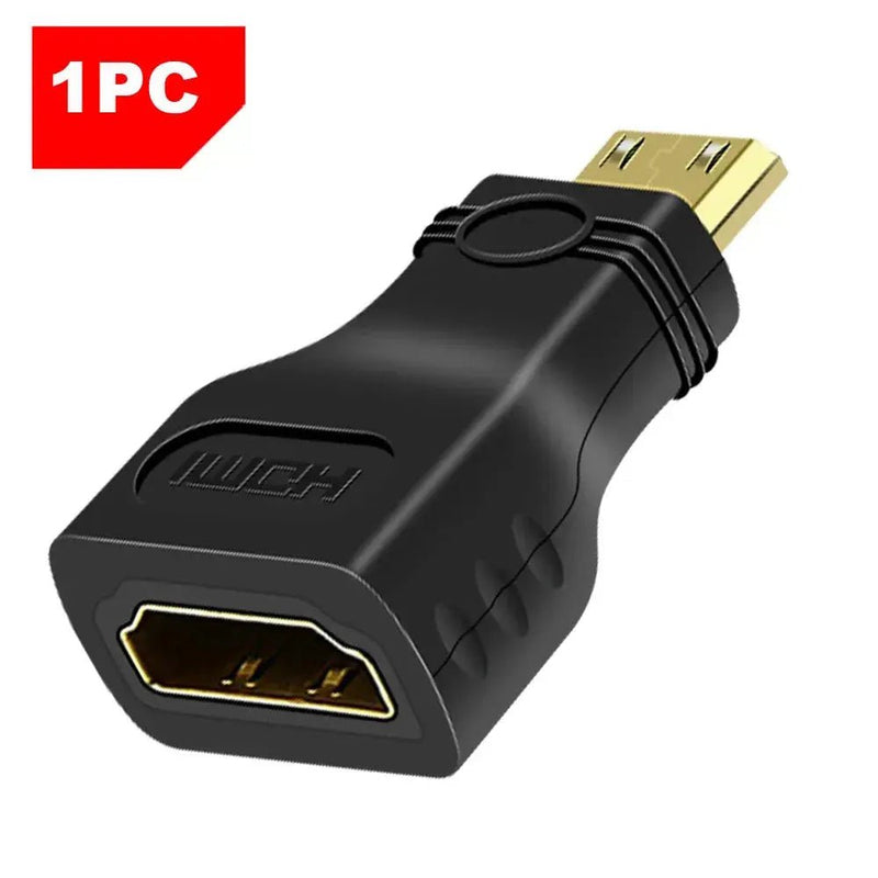QGeeM Mini HDMI Male to HDMI A Female Adapter Converter for 1080P, 2K, 4K - Compatible with Mini PC, HDTV, HD Camera - Lacatang Shop