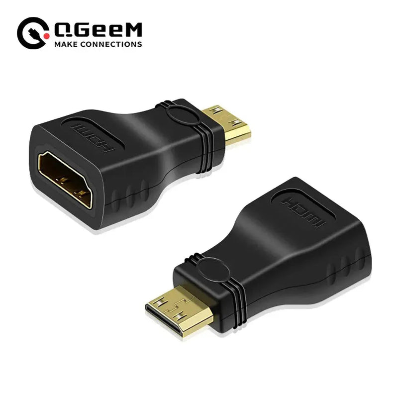 QGeeM Mini HDMI Male to HDMI A Female Converter Adapter - 1080P, 2K, 4K Compatible for Mini PC, HDTV, and HD Cameras - Lacatang Shop