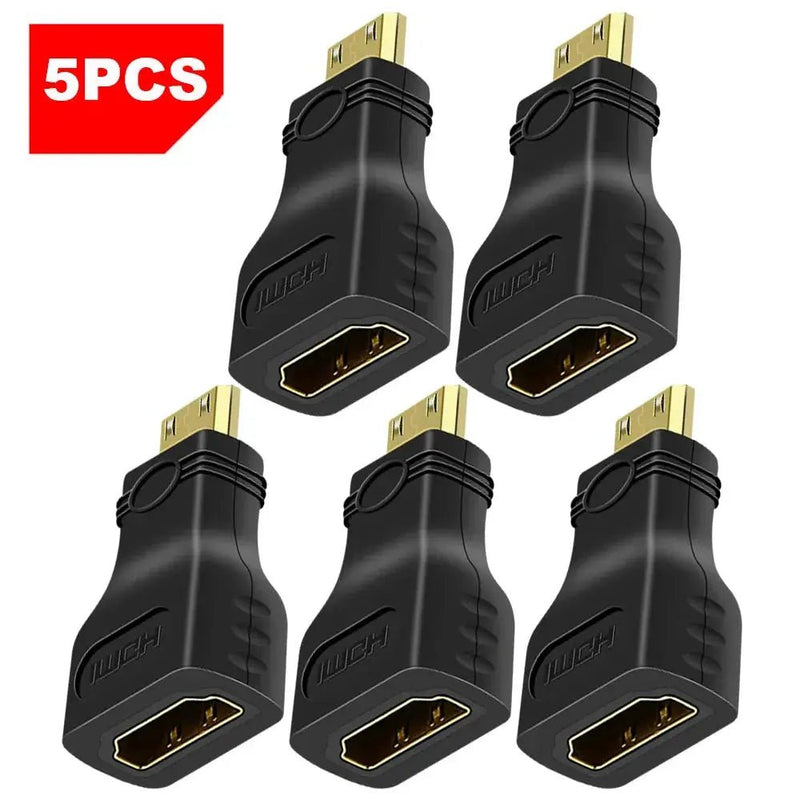 QGeeM Mini HDMI Male to HDMI A Female Converter Adapter - 1080P, 2K, 4K Compatible for Mini PC, HDTV, and HD Cameras - Lacatang Shop
