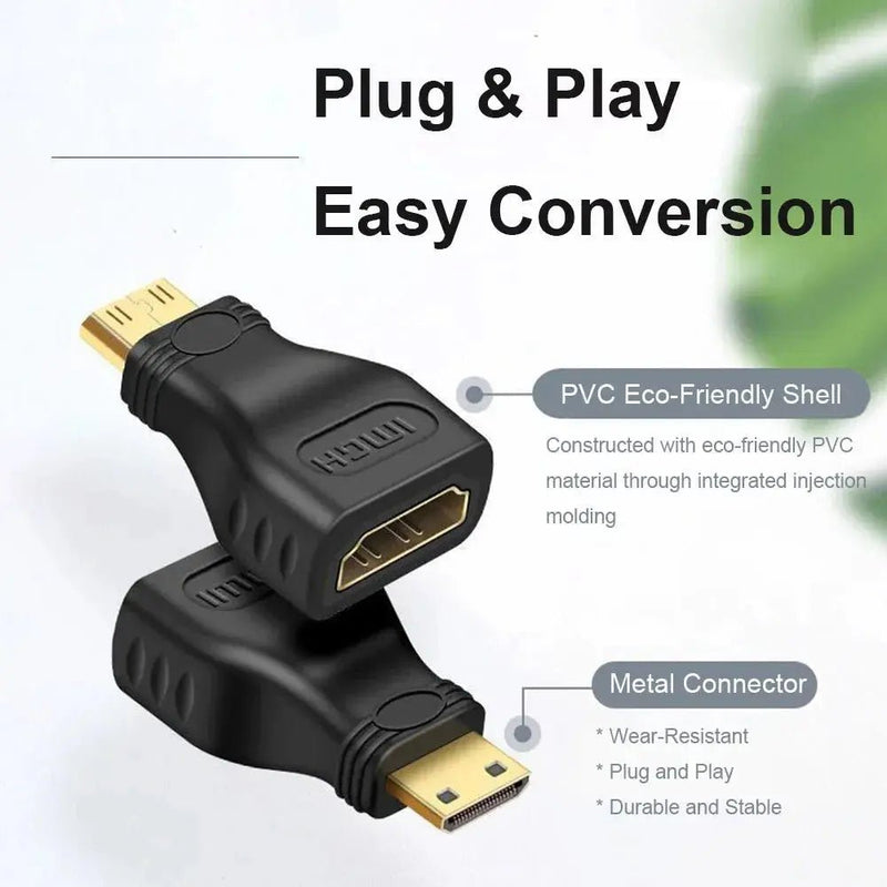 QGeeM Mini HDMI Male to HDMI Female Adapter - 4K 1080P Converter for Mini PC, HDTV, and HD Camera - Lacatang Shop