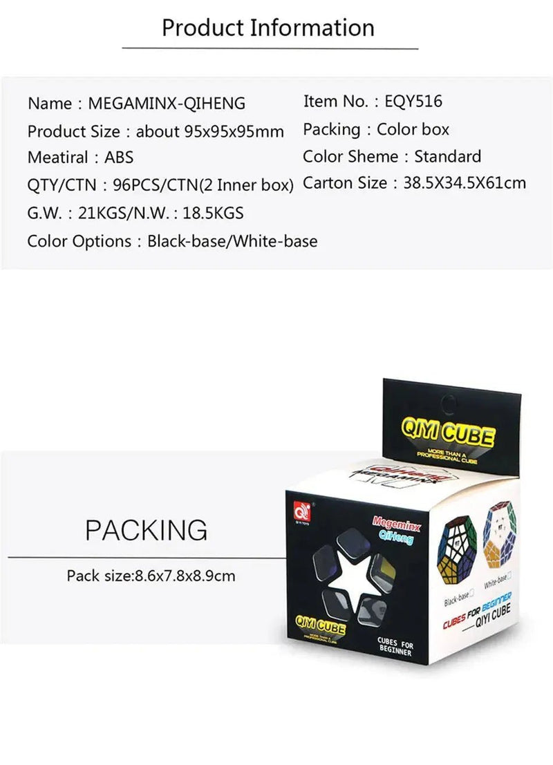 QIYI Professional 12 - Sided Stickerless Megaminx Magic Cube - Speed Cube Puzzle for Kids and Educational Fun - Lacatang Shop