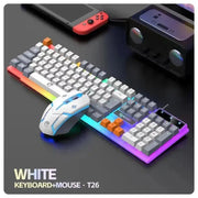 RAIKU T26 Wired 104 Keys Membrane Keyboard And Mouse Suit Kinds of Colorful Lighting Gaming and Office For Windows and IOS - Lacatang Shop
