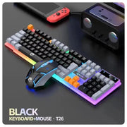 RAIKU T26 Wired 104 Keys Membrane Keyboard And Mouse Suit Kinds of Colorful Lighting Gaming and Office For Windows and IOS - Lacatang Shop