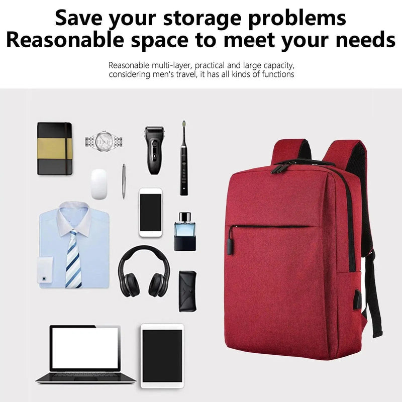 Red Laptop Backpack 15.6 Inch, Business Slim Durable Laptops Travel Backpacks with USB Charging Port, College School Computer Bag Gifts for Men and Women - Lacatang Shop