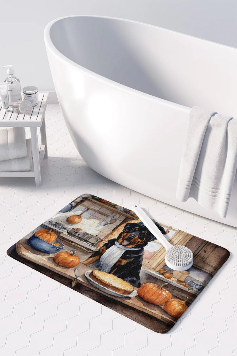 Rottweiler Fall Kitchen Pumpkins Memory Foam Kitchen Mat - Lacatang Shop
