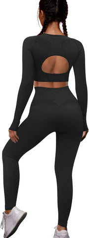 Seamless High Waist Yoga Leggings & Crop Top Sets - Lacatang Shop