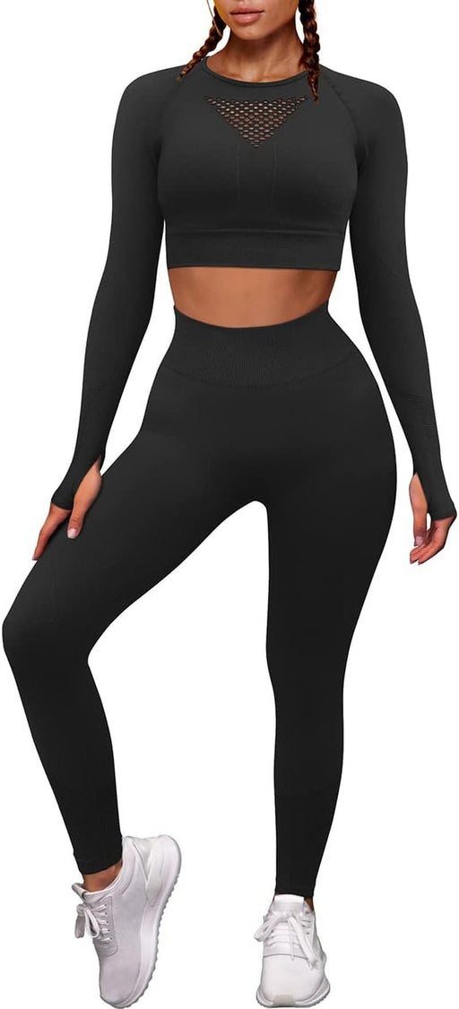 Seamless High Waist Yoga Leggings & Crop Top Sets – Comfort & Style