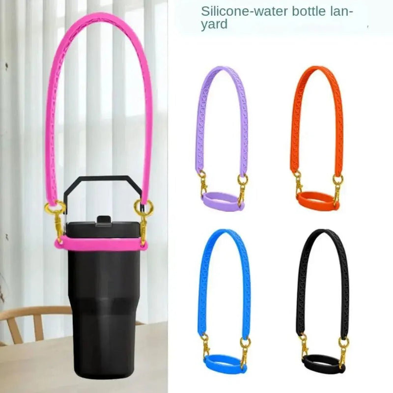 Silicone Water Bottle Handle Cup Lanyard Water Bottle Sling Holder with Strap Fits 8 - 40oz Bottles Cup Accessories - Lacatang Shop