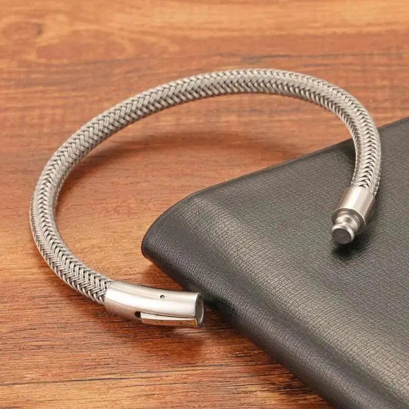 Simple and Fashionable White Black Titanium Steel Rope Wrist Strap Decorated Lovers Gift Free Shipping Bracelet wholesale - Lacatang Shop