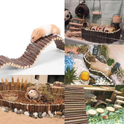 Small Pet Training Wooden Toys Hamster Wooden Ladder Fence 2 in 1 Bird Ladder Chinchilla Natural Landscaping Supplies - Lacatang Shop