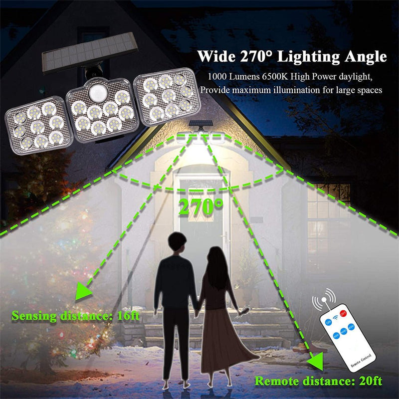 Solar Outdoor Lights 138 LED 3 - Head Adjustable - Lacatang Shop