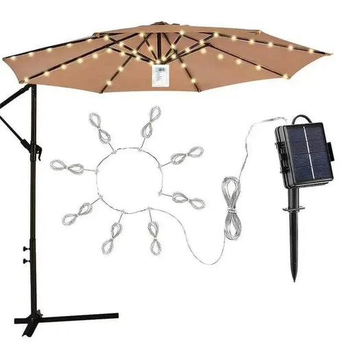 Solar Power Patio Umbrella Lights - Waterproof Outdoor Garden Fairy String Lamp