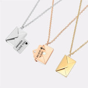 Stainless Steel Customized Letter Envelope Necklace Locket Jewelry Secret Love Note Pendant Engraved Note Photo for Women - Lacatang Shop