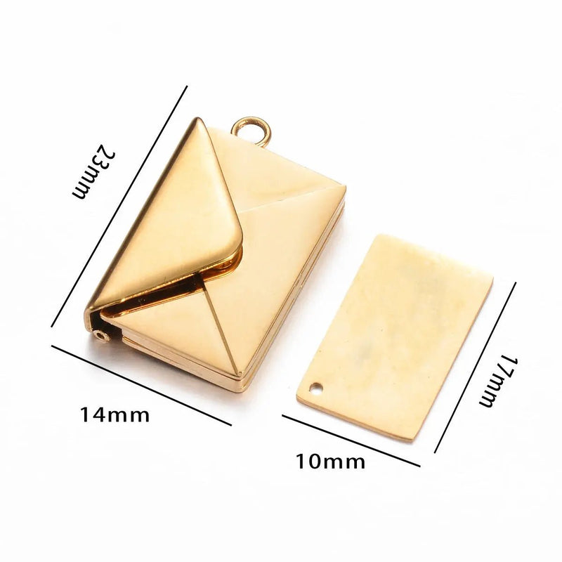 Stainless Steel Customized Letter Envelope Necklace Locket Jewelry Secret Love Note Pendant Engraved Note Photo for Women - Lacatang Shop