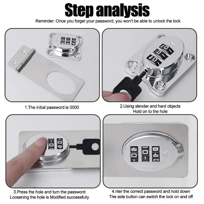 Stainless Steel Password Locks Slide Latches Keyless Combination Locks Kitchen Drawers Cabinets Cupboard Door Password Locks - Lacatang Shop