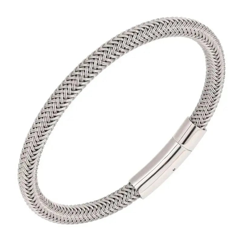 Stylish Black and White Titanium Steel Rope Bracelet for Couples - Wholesale Gift with Free Shipping - Lacatang Shop