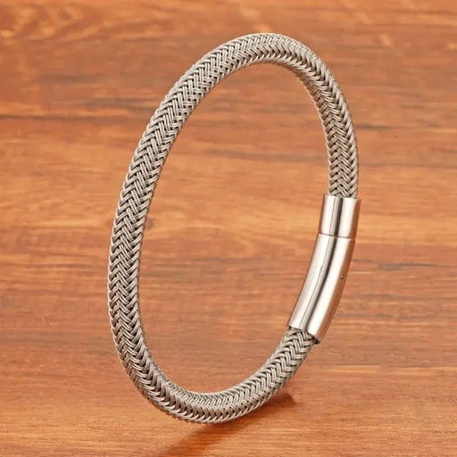 Stylish Black and White Titanium Steel Rope Bracelet for Couples - Wholesale Gift with Free Shipping - Lacatang Shop