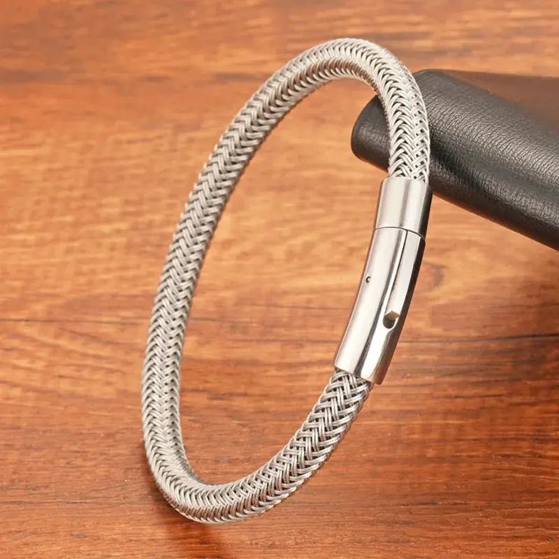 Stylish Black and White Titanium Steel Rope Bracelet for Couples - Wholesale Lovers' Gift with Free Shipping - Lacatang Shop